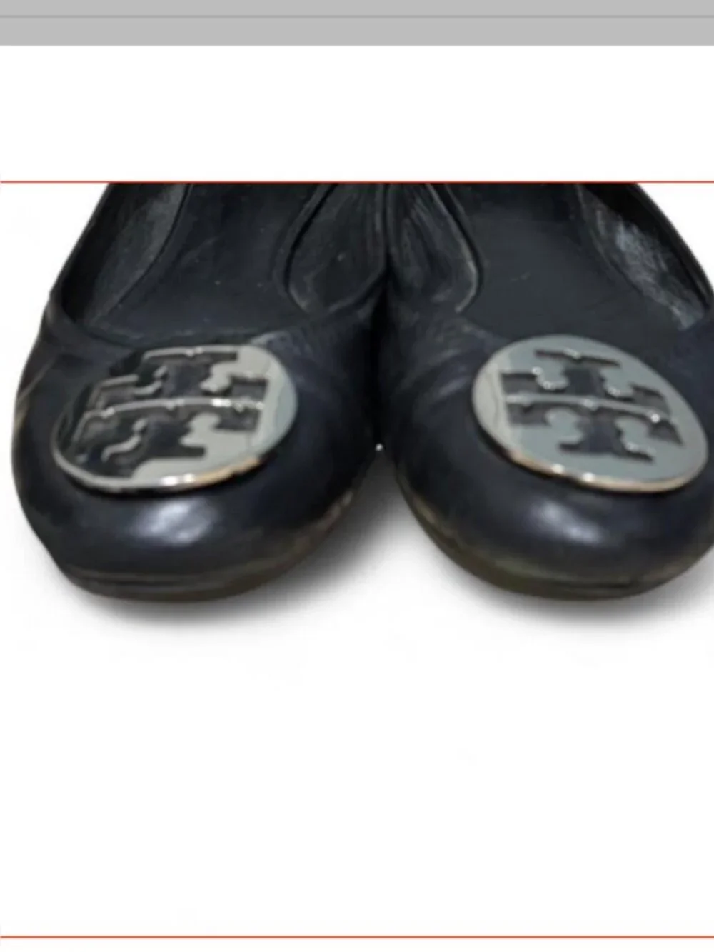 Tory Burch Women's Black leather Ballet flats shoes size 8.5